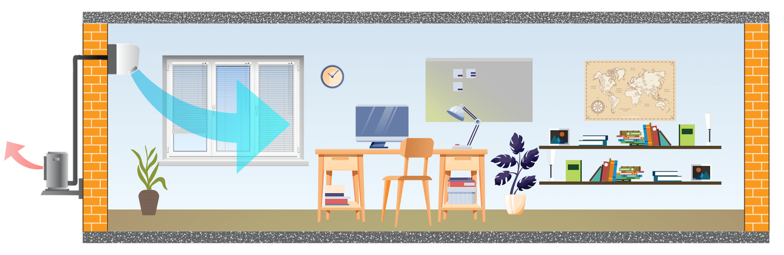 home office wall mounted single cold